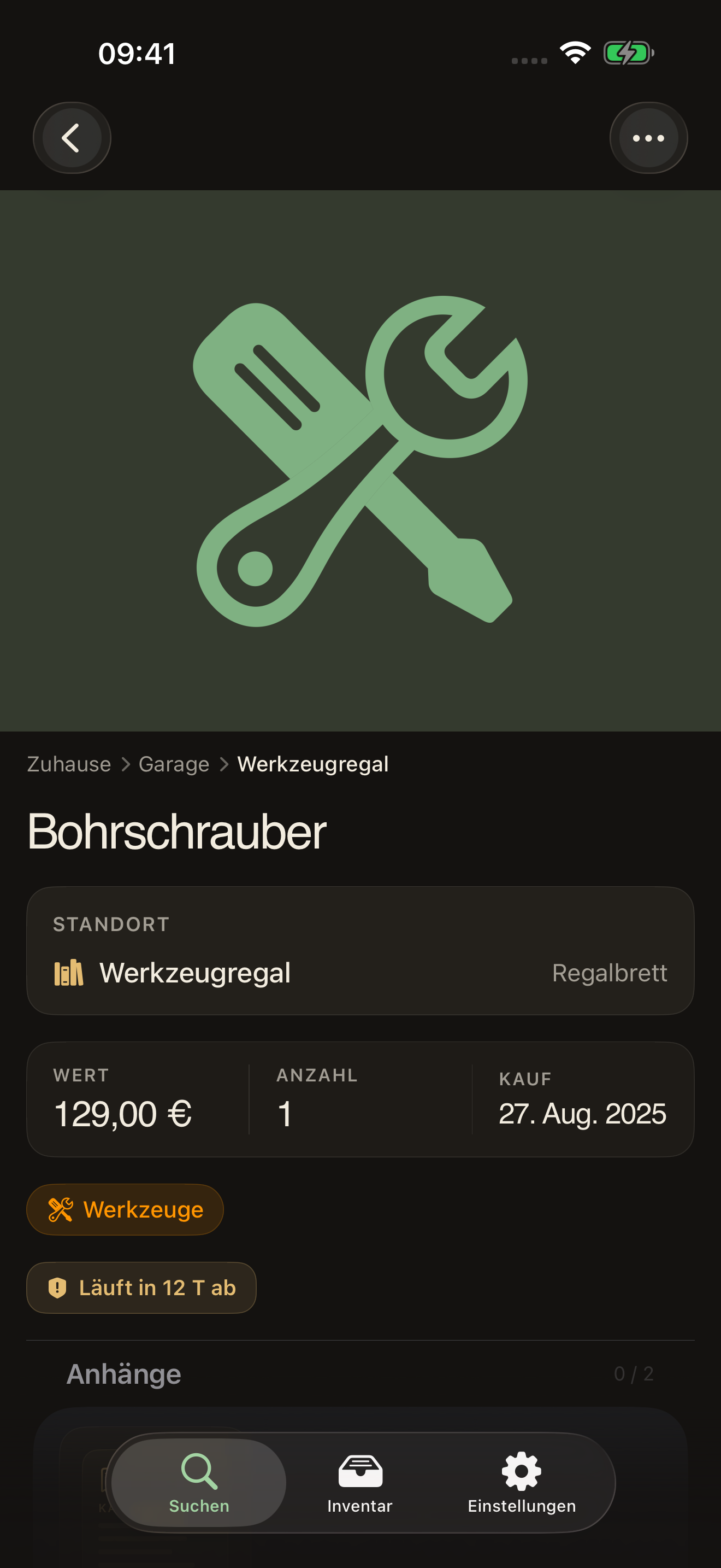 mnemia auf dem iPhone, ein Gegenstand mit Wert, Garantie und Anhängen