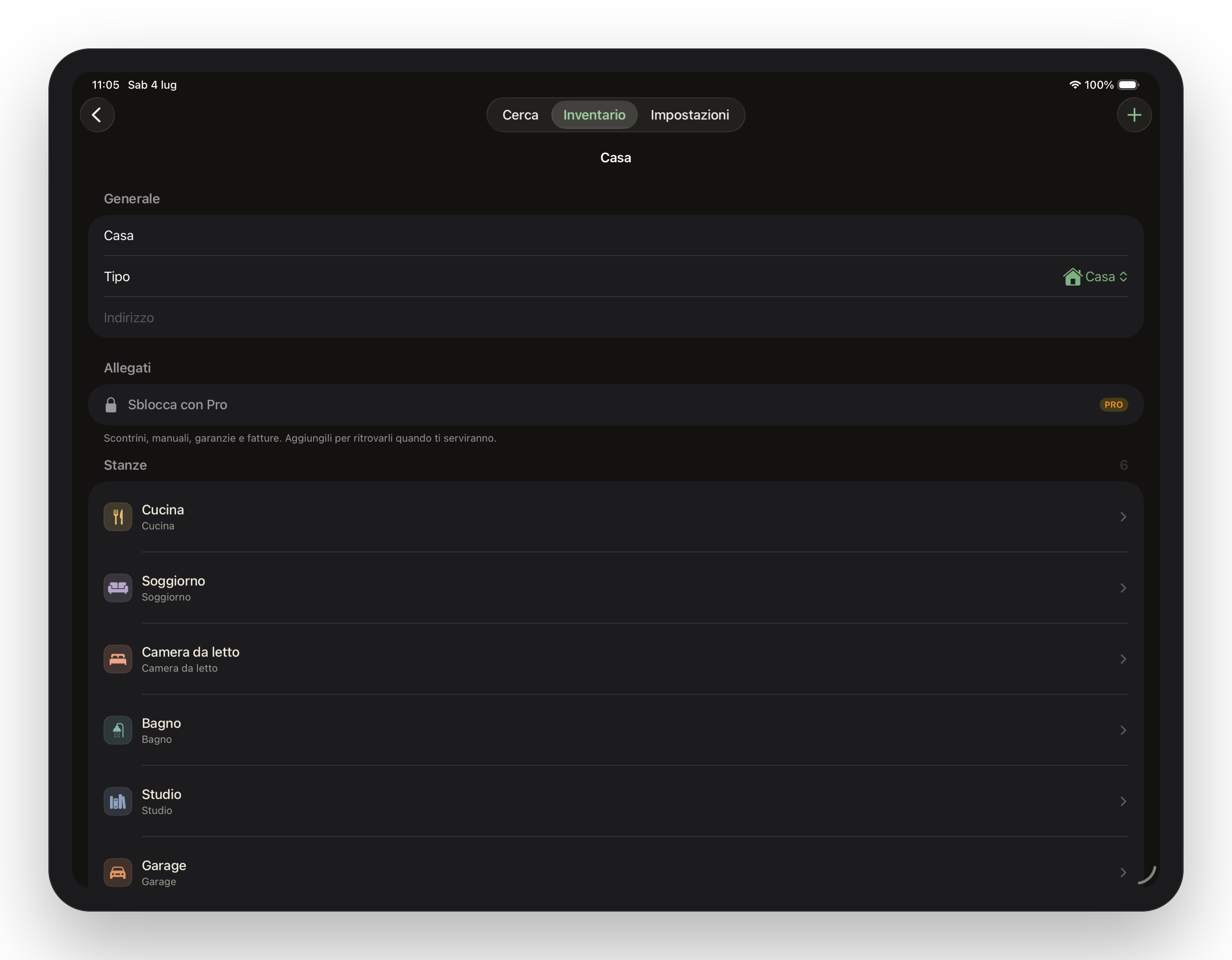 Mnemia su iPad: l’inventario con luoghi, statistiche e avvisi garanzie