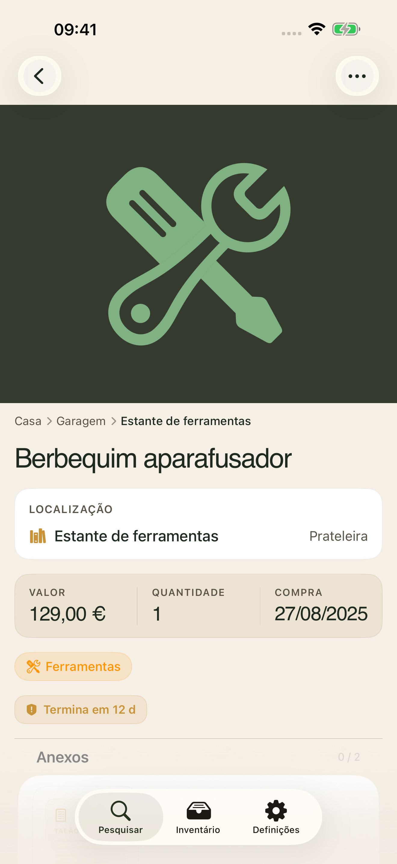 mnemia no iPhone, um objeto com o seu valor, garantia e anexos